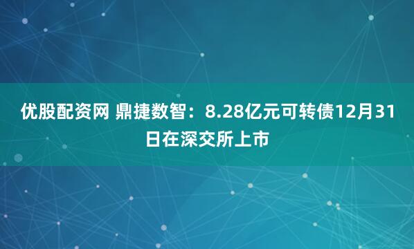 优股配资网 鼎捷数智：8.28亿元可转债12月31日在深交所上市