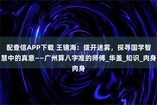 配查信APP下载 王镜海：拨开迷雾，探寻国学智慧中的真意——广州算八字准的师傅_华盖_知识_肉身