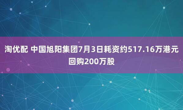 淘优配 中国旭阳集团7月3日耗资约517.16万港元回购200万股