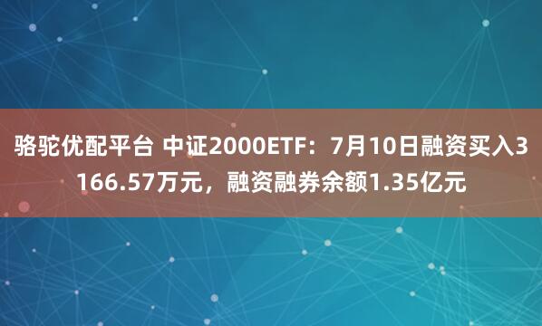 骆驼优配平台 中证2000ETF：7月10日融资买入3166.57万元，融资融券余额1.35亿元