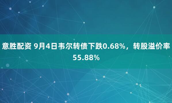 意胜配资 9月4日韦尔转债下跌0.68%,转股溢价率55.88%