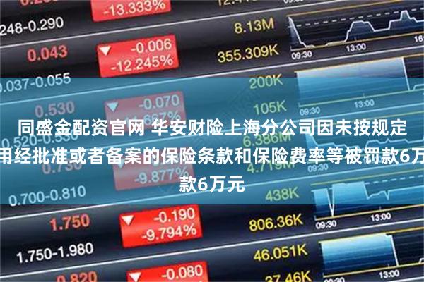 同盛金配资官网 华安财险上海分公司因未按规定使用经批准或者备案的保险条款和保险费率等被罚款6万元